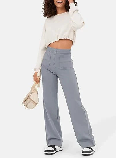 Broek met hoge taille en knopen aan de voorkant voor dames