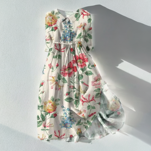 Ayesha Midijurk met bloemenprint en vetersluiting