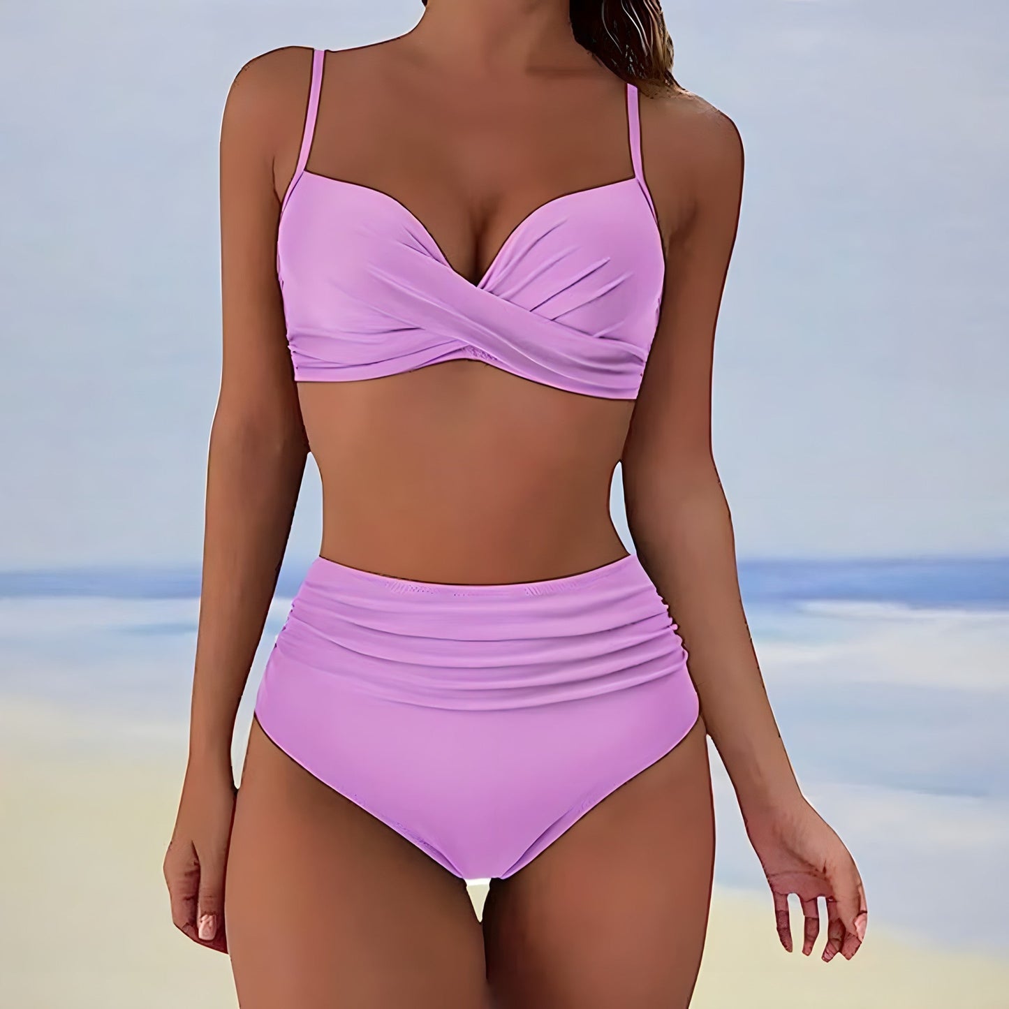 Bikini met hoge taille en gedraaide top