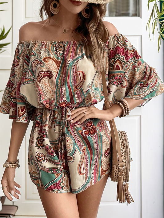 dames nieuwe gelaagde off-the-shoulder jumpsuit