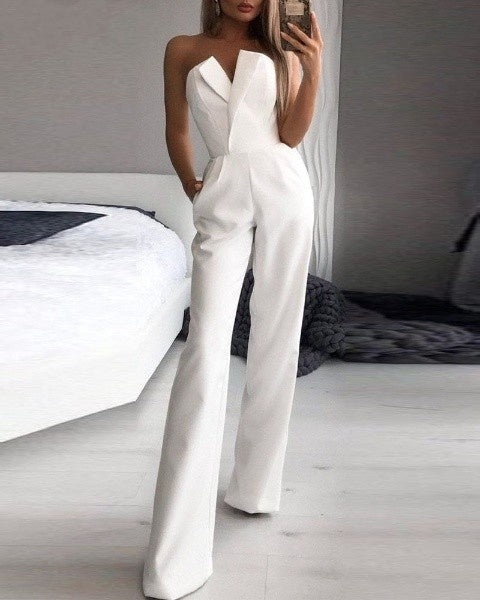 Sophie - Rode mouwloze jumpsuit