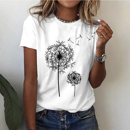 Renate - Elegant paardenbloem t-shirt voor een unieke look