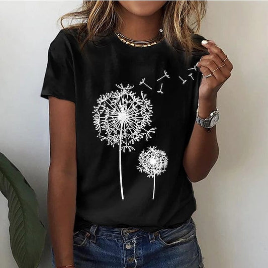 Renate - Elegant paardenbloem t-shirt voor een unieke look