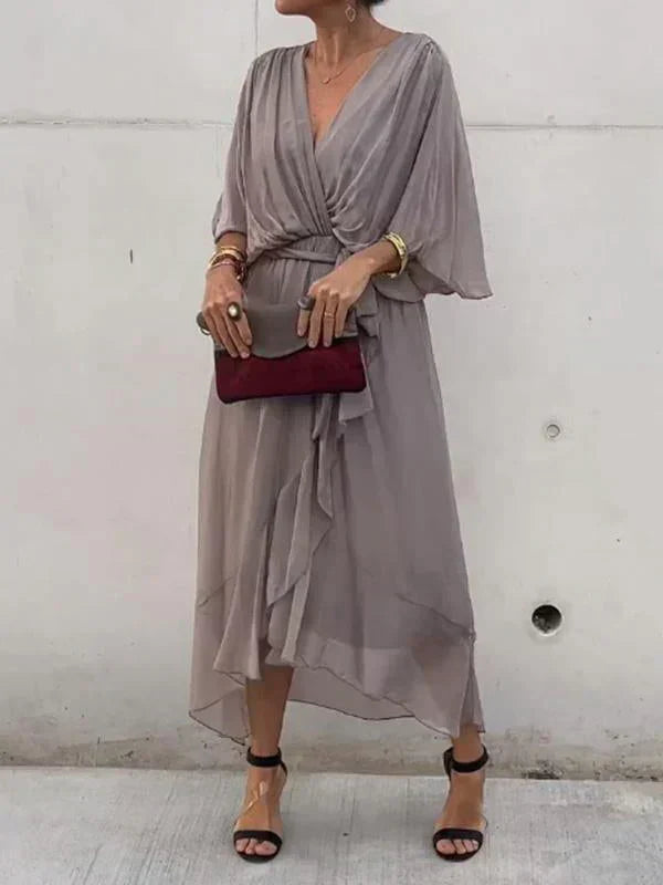 Chiffon jurk met V-hals