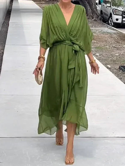 Chiffon jurk met V-hals