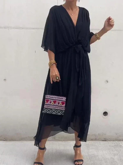 Chiffon jurk met V-hals