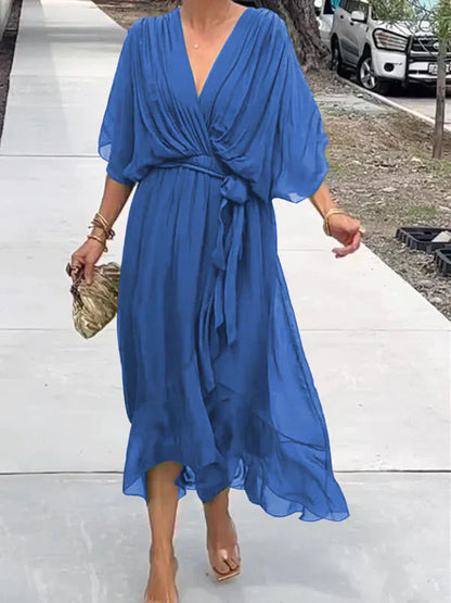 Chiffon jurk met V-hals