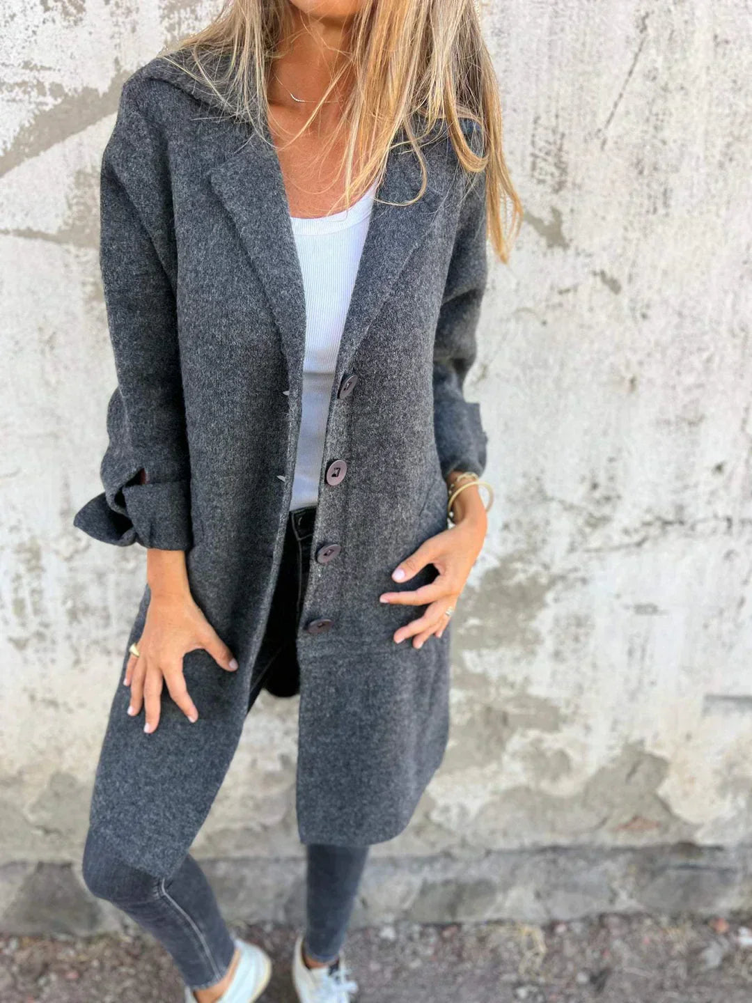 Teni™ Lange Casual Elegante Jas met Praktische Zakken
