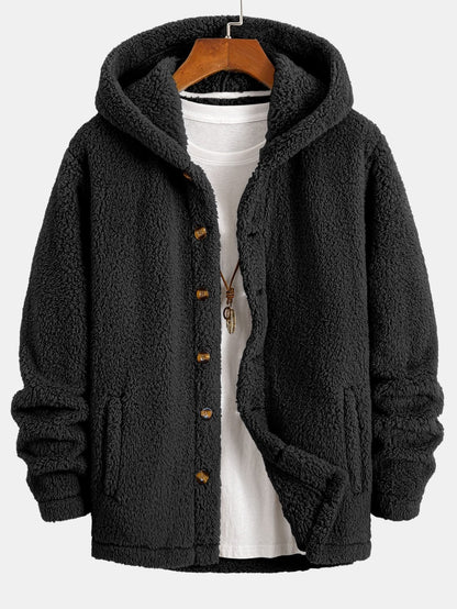 Ravo™ Jas van knusse teddyfleece met capuchon en knoopsluiting.