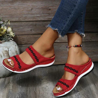 Kameela Sandals | Boho Style Open Toe Sandals with Embroidered Straps