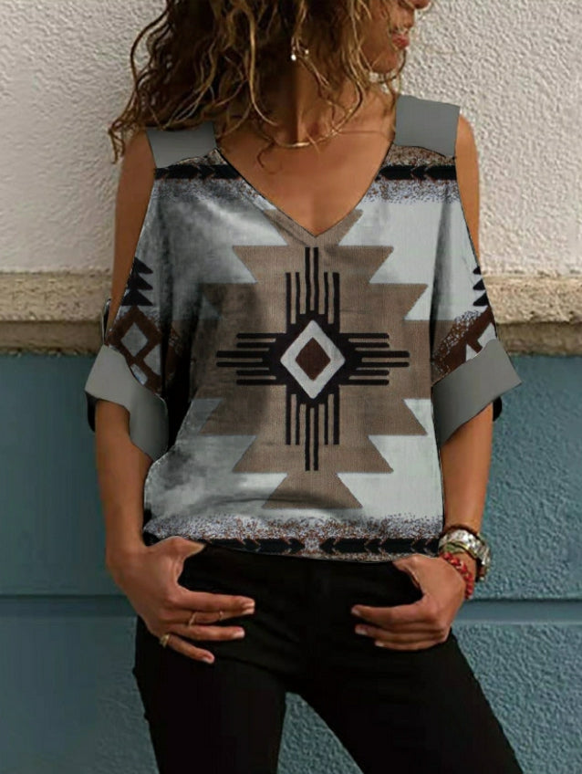 Oversized T-shirt met losse schouders en halflange mouwen in vintage look
