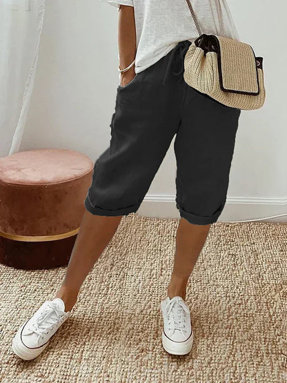 Adrina Katoenen en linnen damesshort