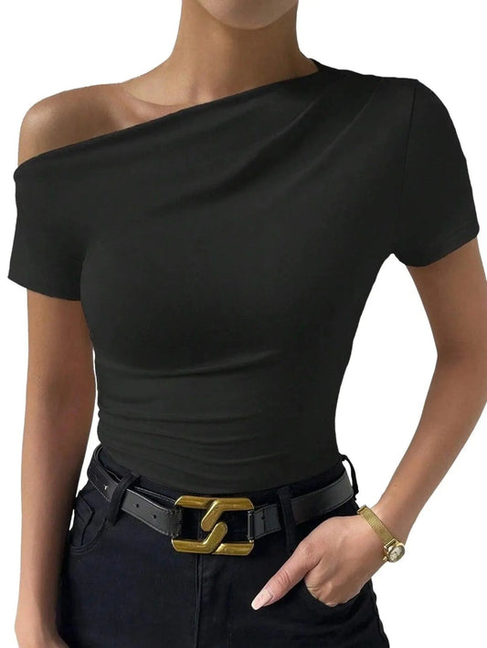 Off-shoulder T-shirt - Elegant - Zacht Katoen - Perfect voor De Dag