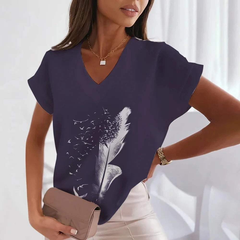 Dames Zomer T-shirt met V-hals