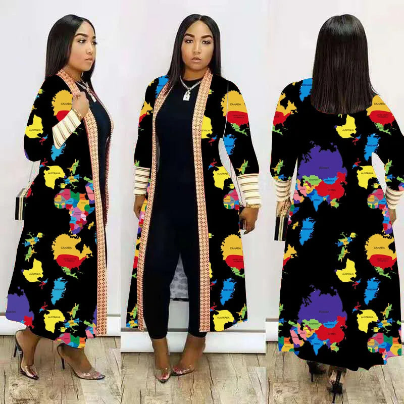 Hendriena Coat | Long Printed Coat for Women