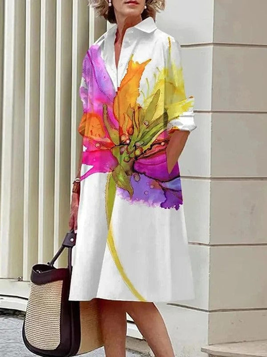 Elegante midi-jurk met bloemenprint