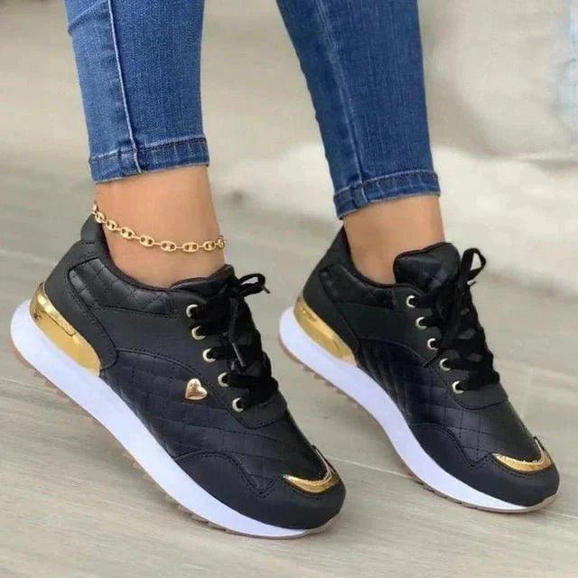 Nelle Sneakers | Stylish Women's Sneakers with Gold Accents