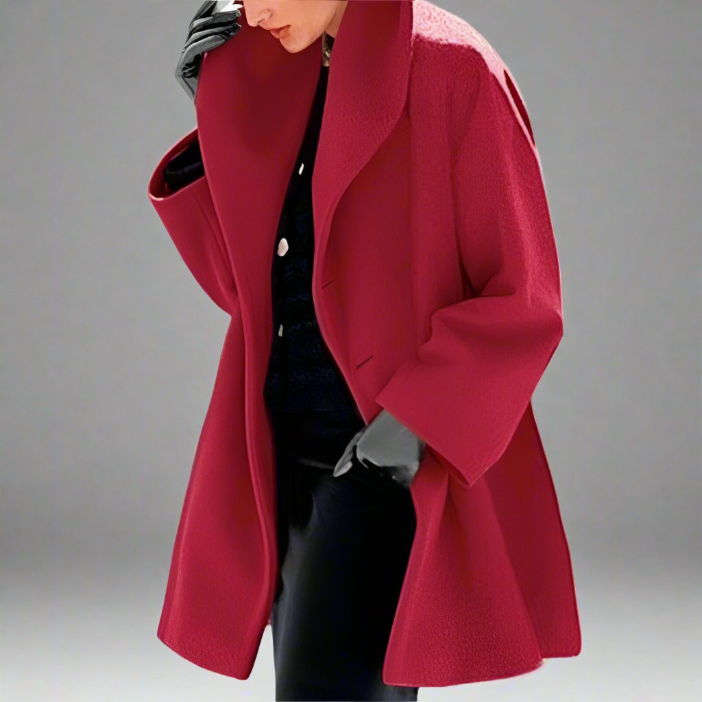 Nidia Coat | Stylish Wool Coat with Wide Collar ||