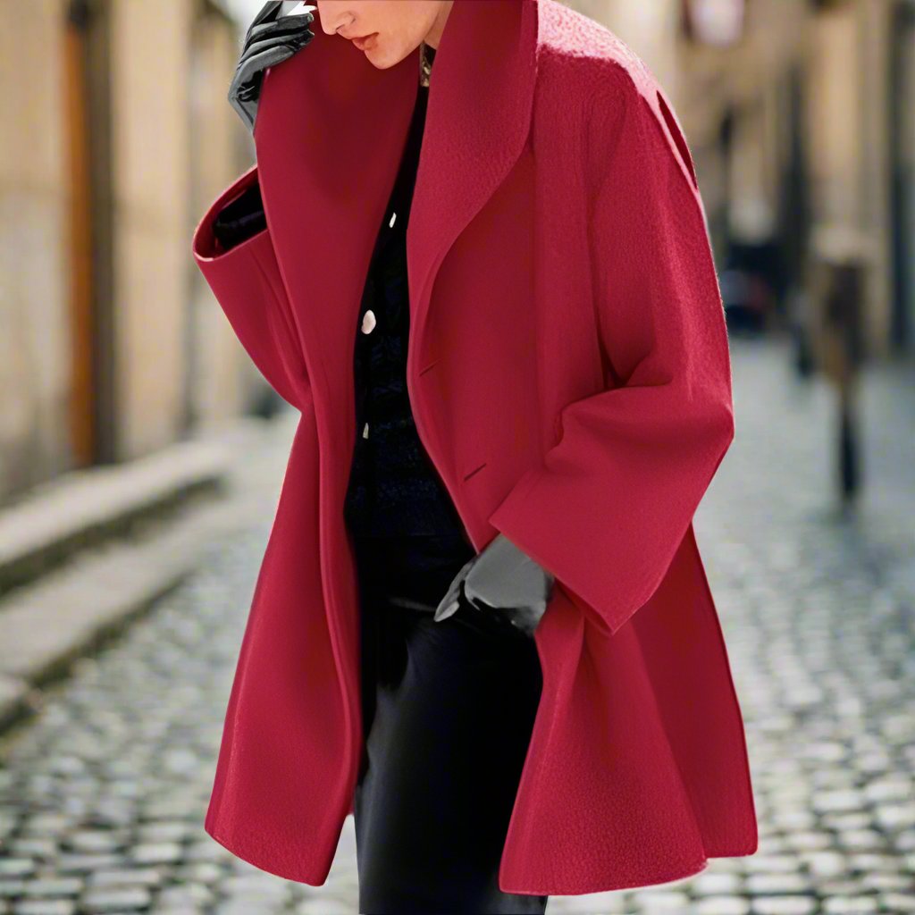 Nidia Coat | Stylish Wool Coat with Wide Collar ||