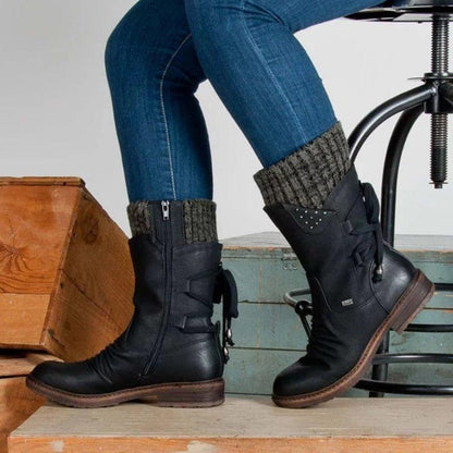 Norma Boots | Lace-up Winter Boots with Side Zipper