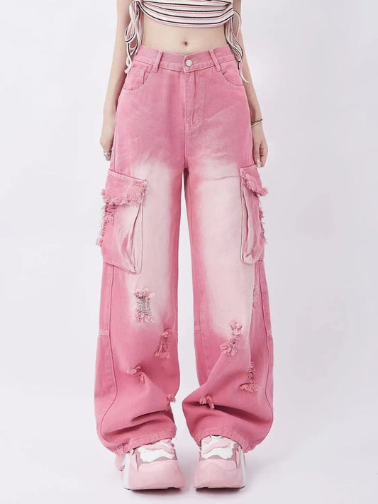 Neriah - Roze gewassen jeans