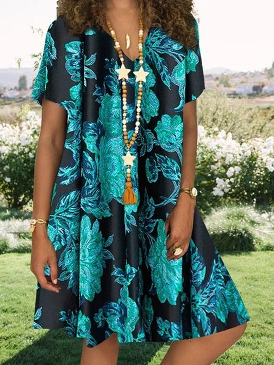"Samina" designerjurk met bloemenprint
