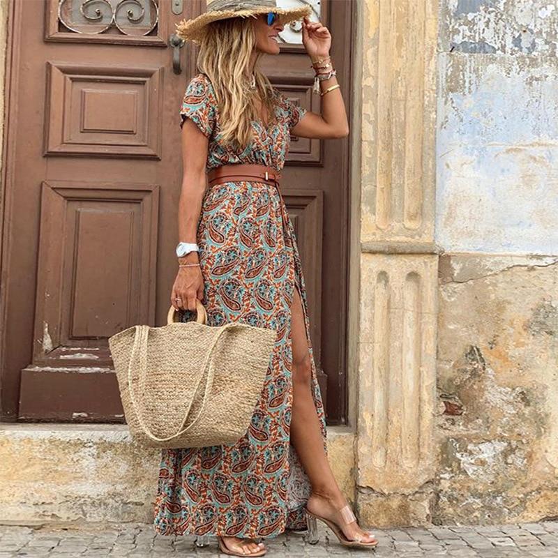 "Meike" maxi jurk met bloemenprint