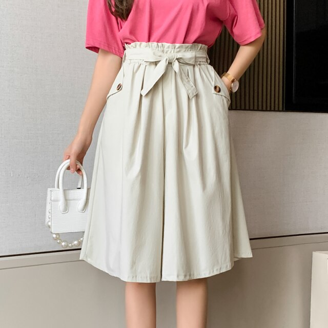 Thalassa - Hoge Taille Drapeer Halve Lijf Rok Broek