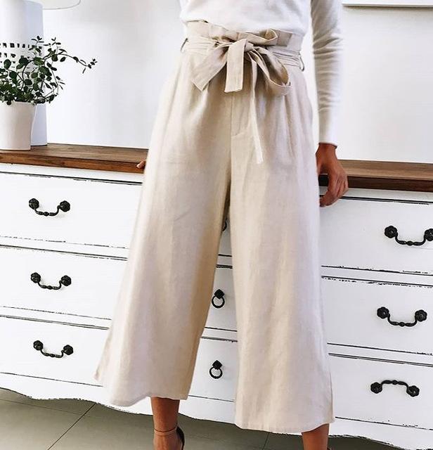 Haley - Broek met wijde pijpen en hoge taille