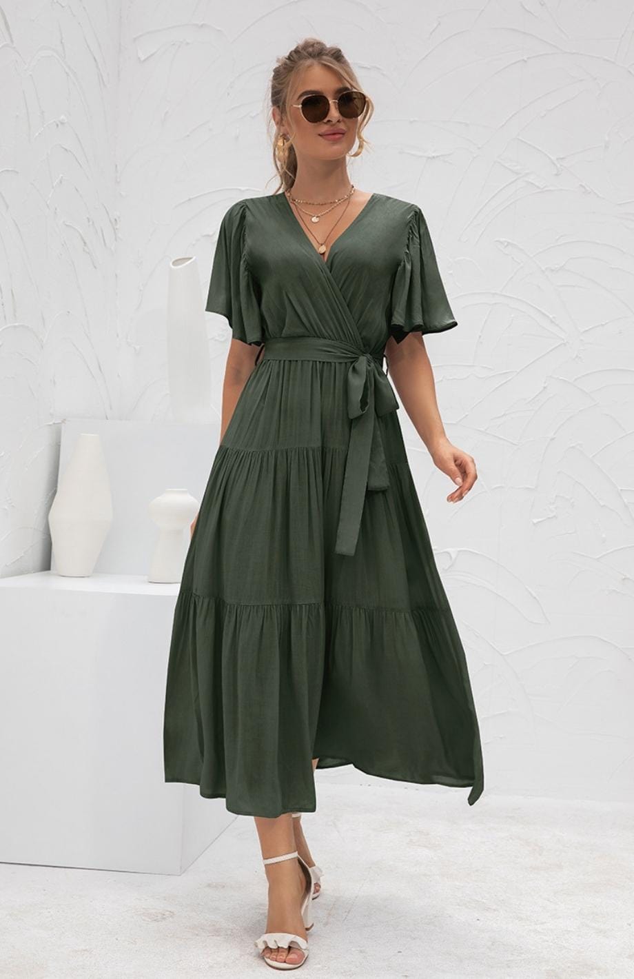 Casual lange jurk met korte wijde mouwen voor een ontspannen look