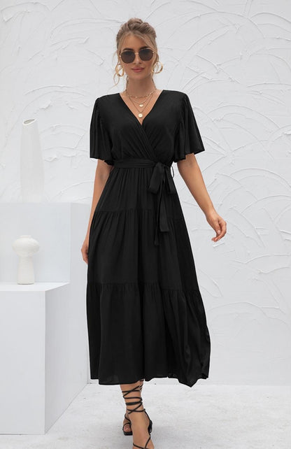 Casual lange jurk met korte wijde mouwen voor een ontspannen look