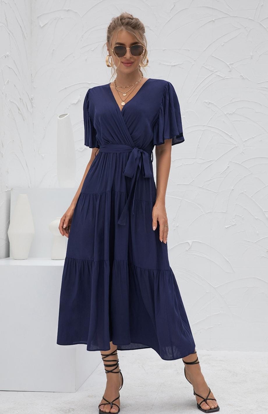 Casual lange jurk met korte wijde mouwen voor een ontspannen look