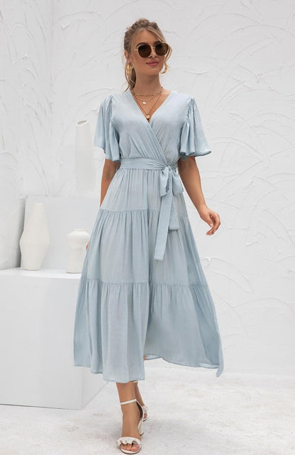 Casual lange jurk met korte wijde mouwen voor een ontspannen look