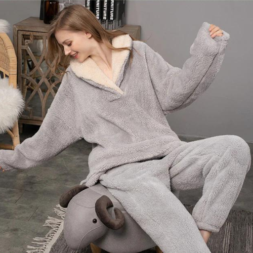 Heidi-Mode - Knusse fleece pyjamaset voor dames - comfortabele nachtkleding