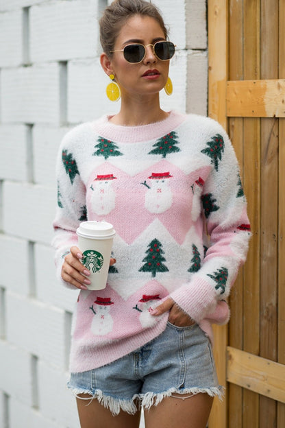 Sneeuwpop Kerstboom Pullover voor dames