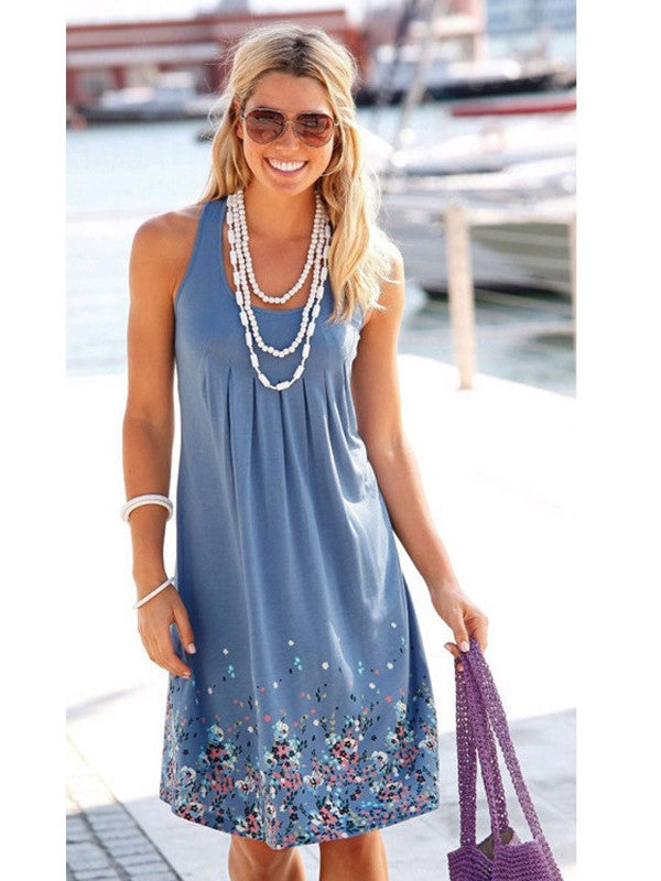 losse mouwloze jurk met print