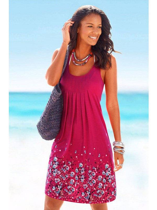 losse mouwloze jurk met print