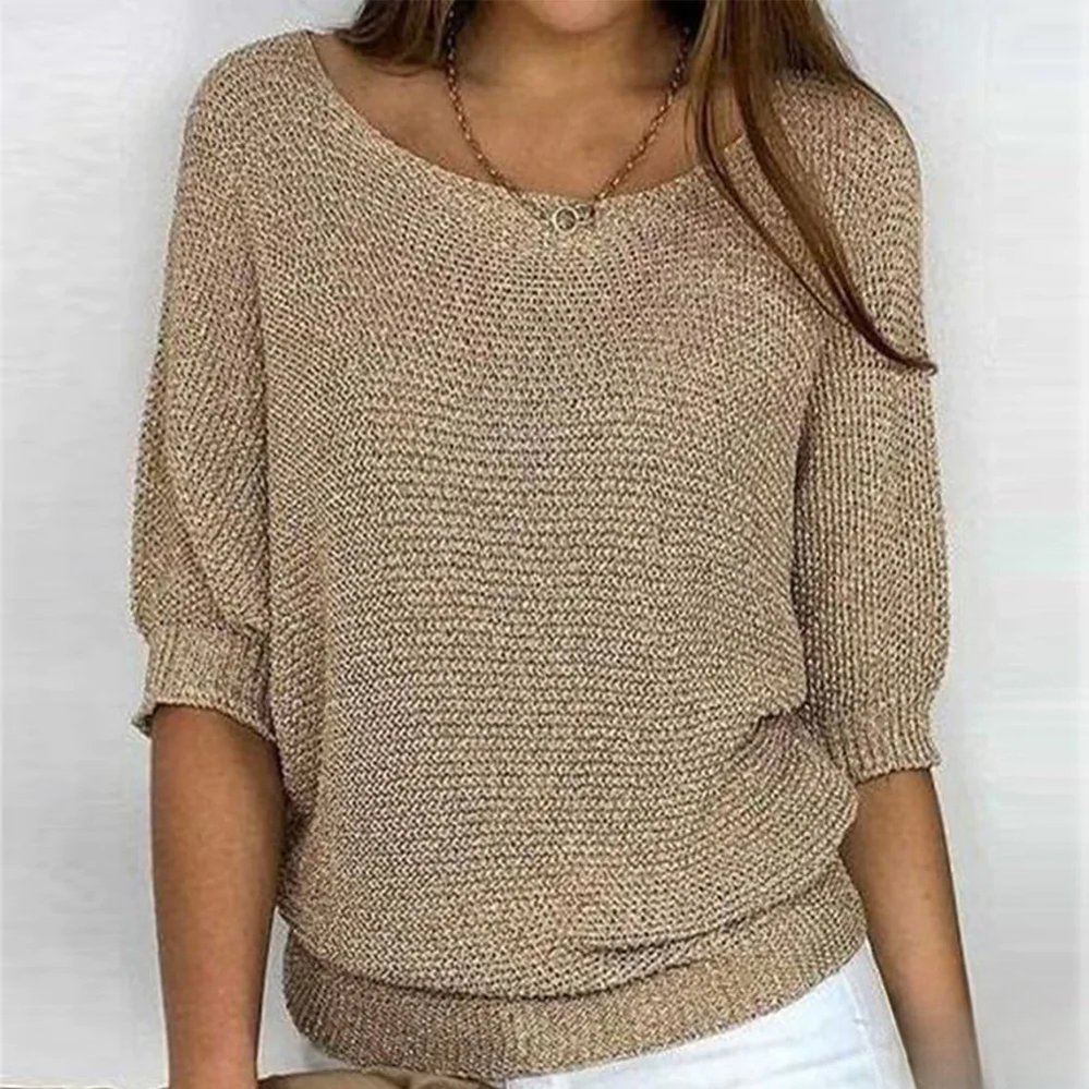 Glimmende gebreide top voor dames