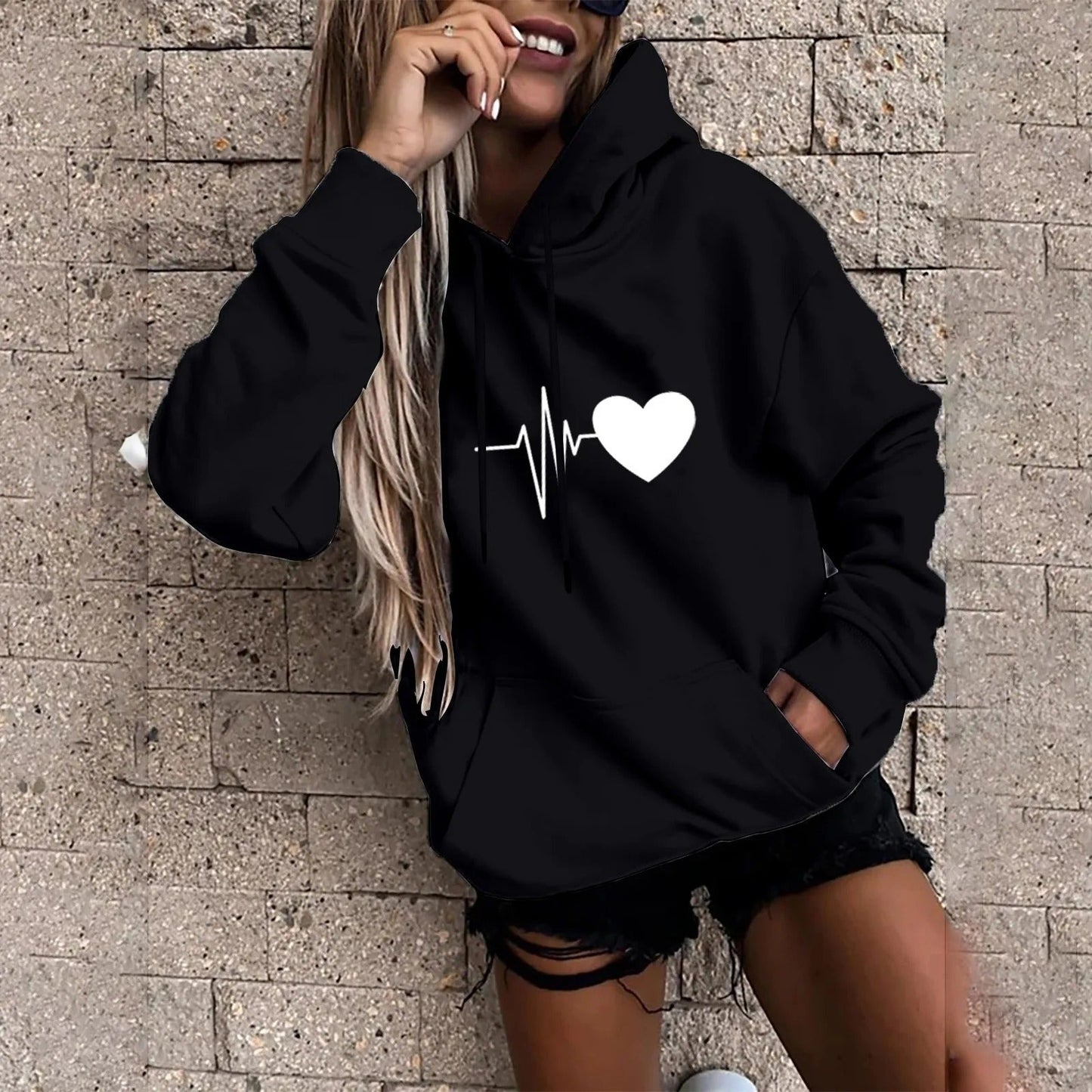 Elisa - Hoodie met hart en beat print voor dames