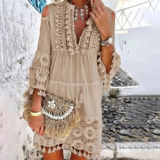 Adelaide Boho kanten mini jurk