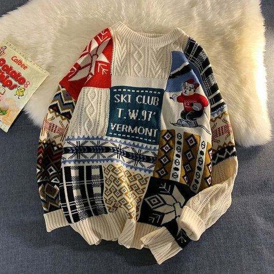 Lennart - Unisex patchwork trui "Ski Club