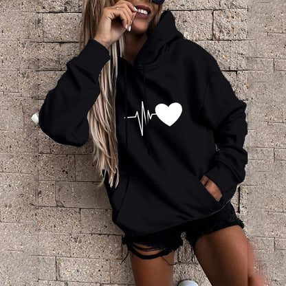 Sharon | Sweatshirt Met Hart En Klop Print Voor Vrouwen