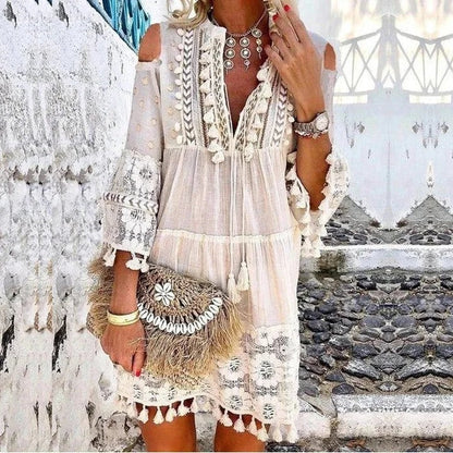 Adelaide Boho kanten mini jurk