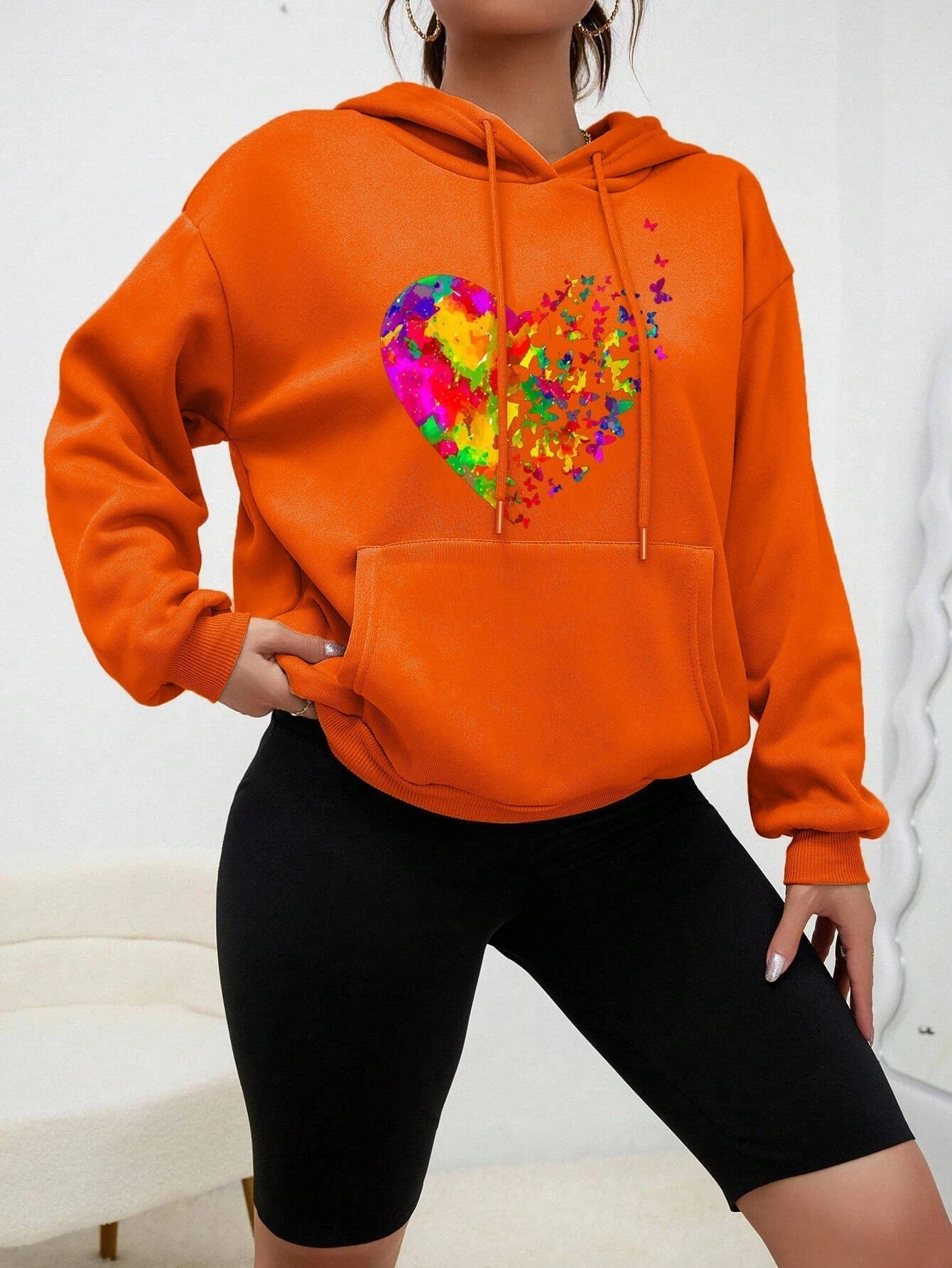 Sharon | Colouré Hart Vlinder Bedrukte Hoodie