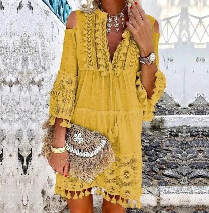 Adelaide Boho kanten mini jurk