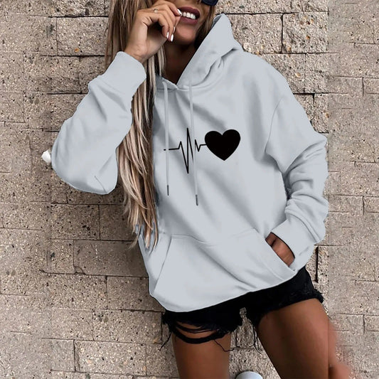 Sharon | Sweatshirt Met Hart En Klop Print Voor Vrouwen