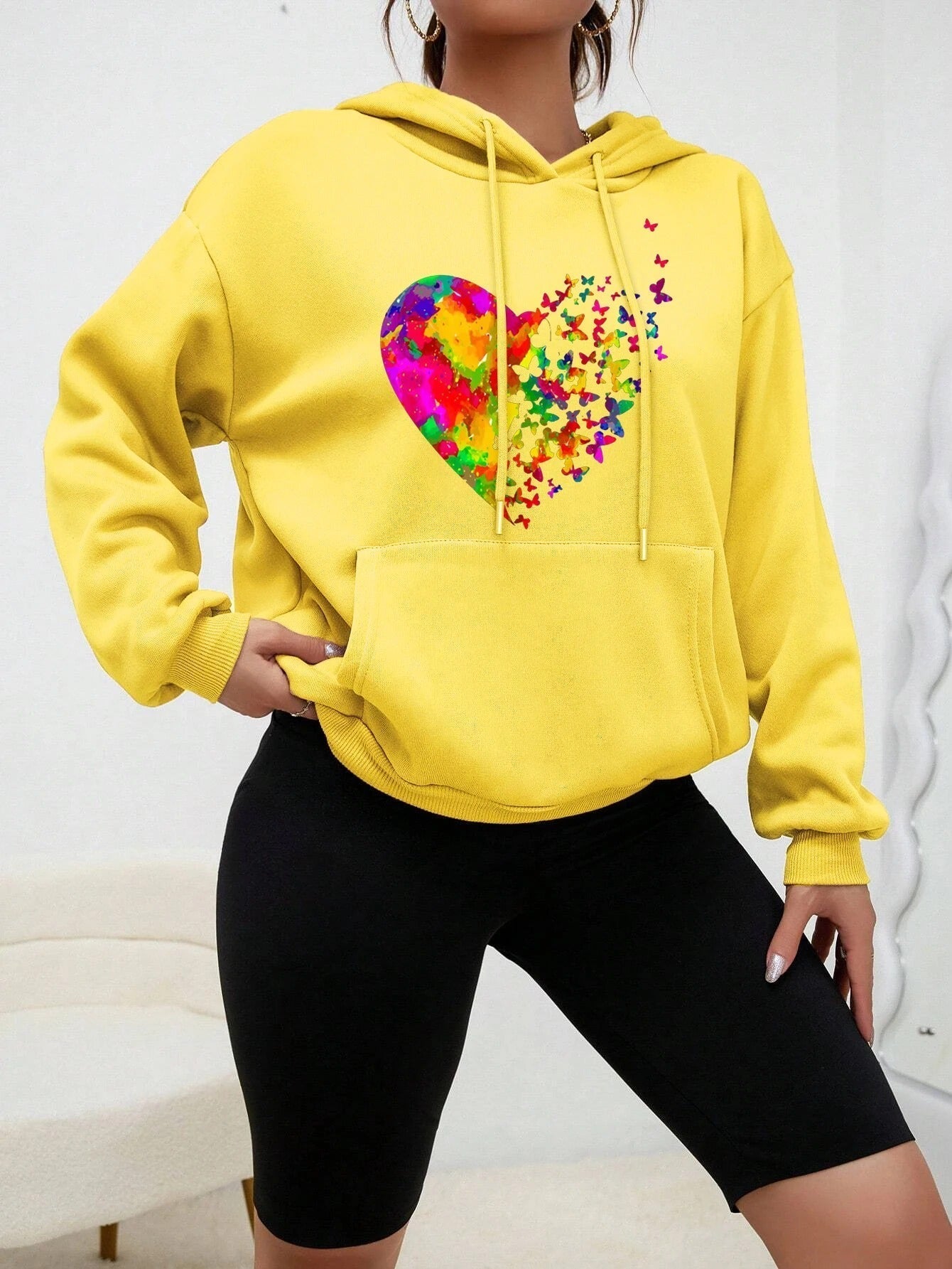 Sharon | Colouré Hart Vlinder Bedrukte Hoodie