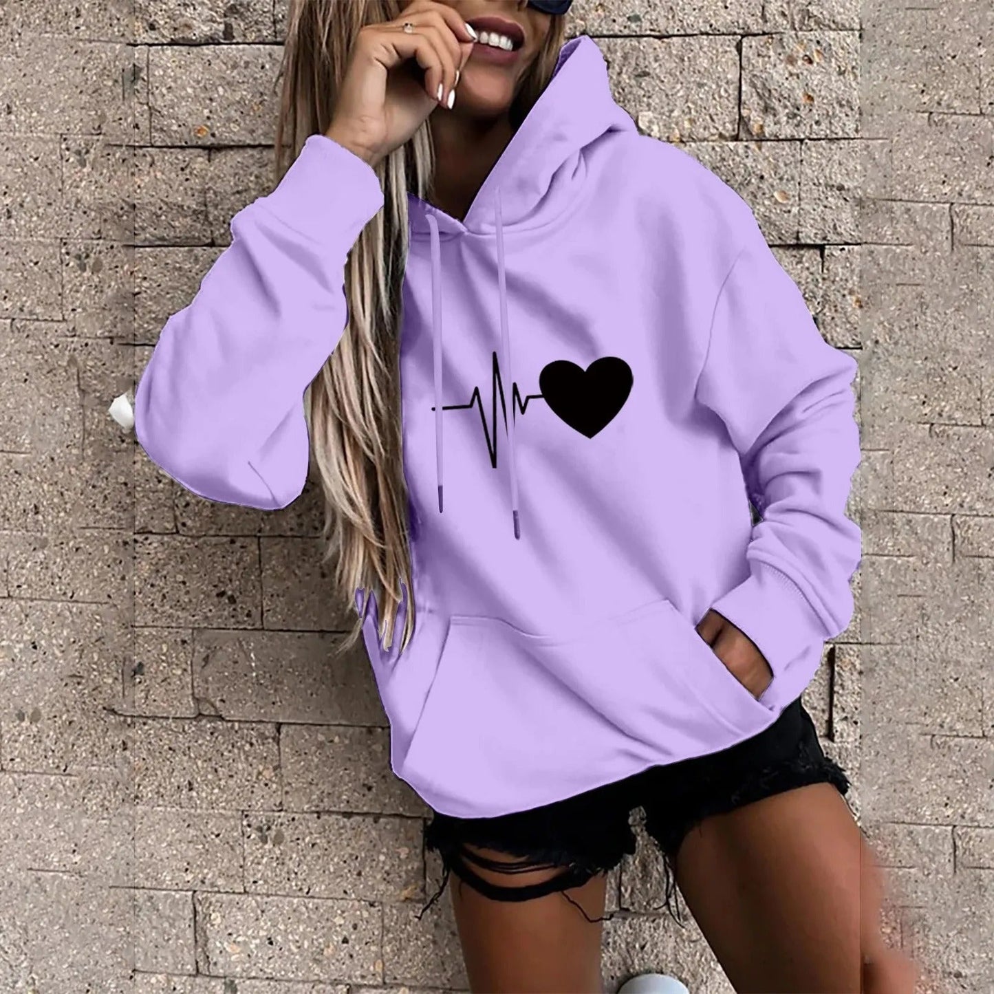 Elisa - Hoodie met hart en beat print voor dames