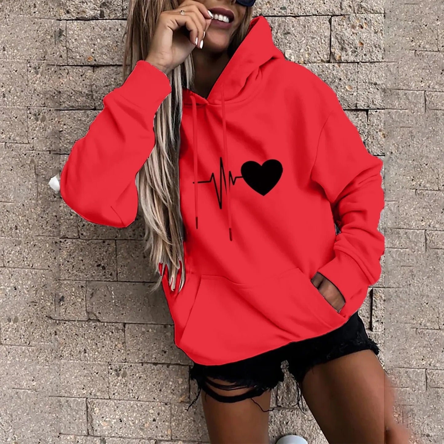 Elisa - Hoodie met hart en beat print voor dames