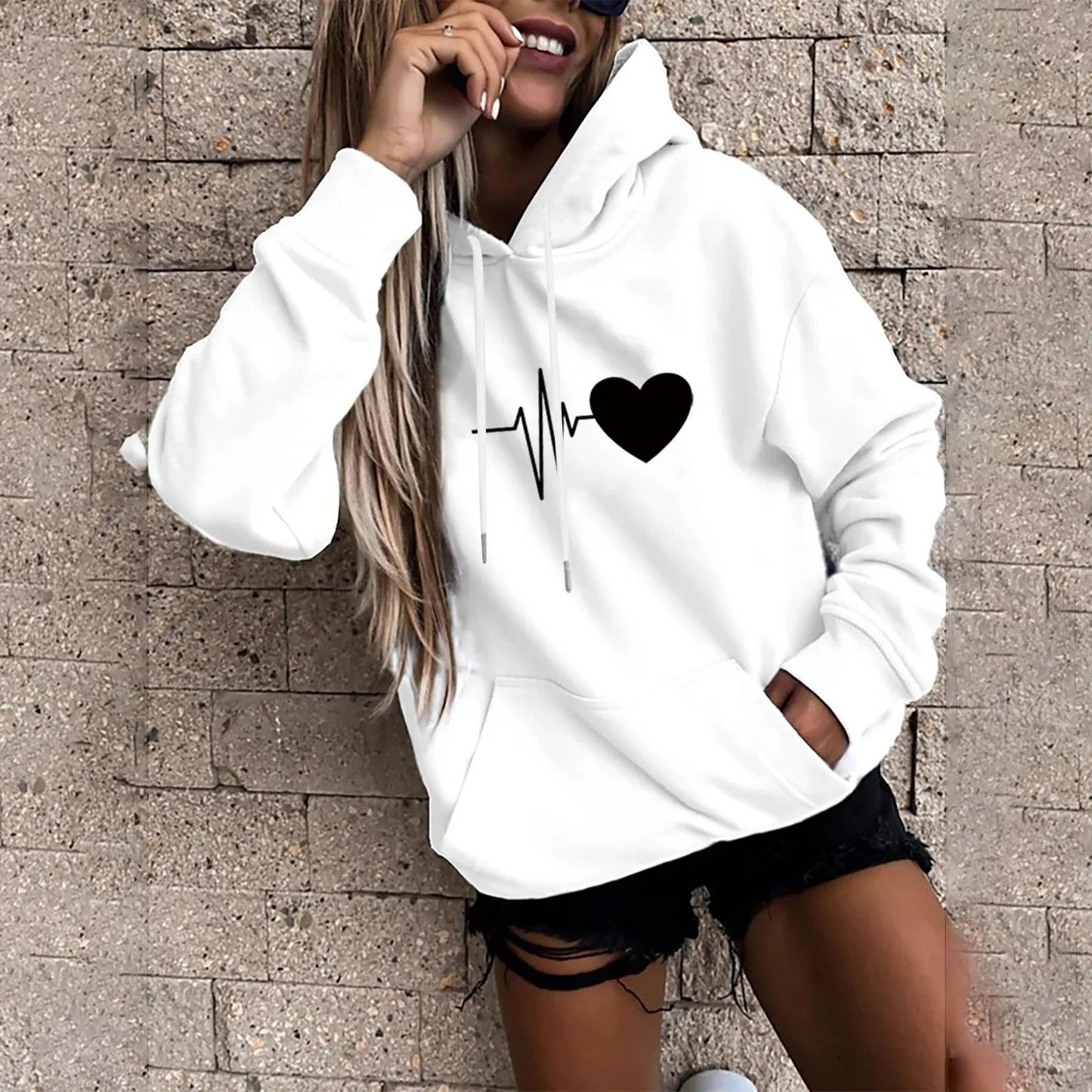 Elisa - Hoodie met hart en beat print voor dames